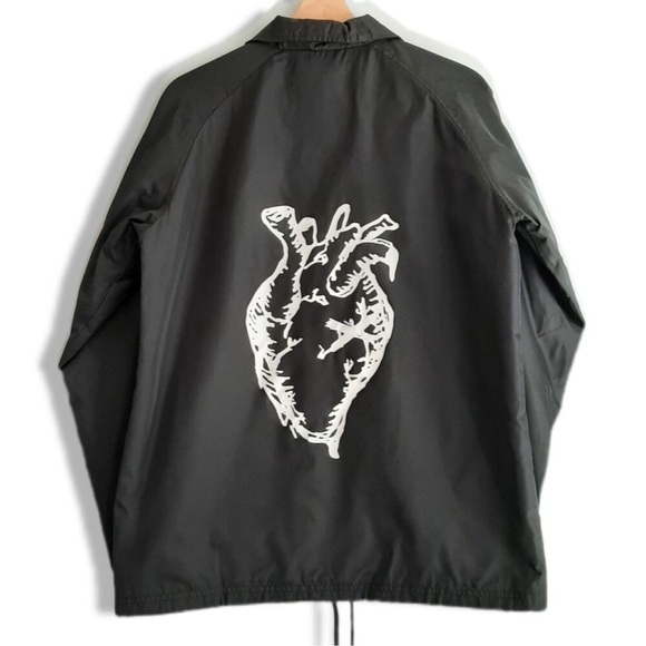 The Weeknd 2017 Tour XO Heart Logo Coach Windbreaker Jacket B&W Size Small - Picture 4 of 5